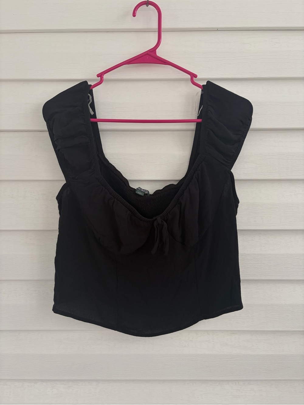 Wild Fable Black Ruched Tie Front Tank Top L Y2K Fairy Grunge
